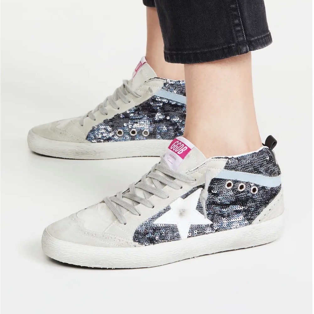 Golden Goose Mid Star Glitter Sneakers — Size 37 / US 7